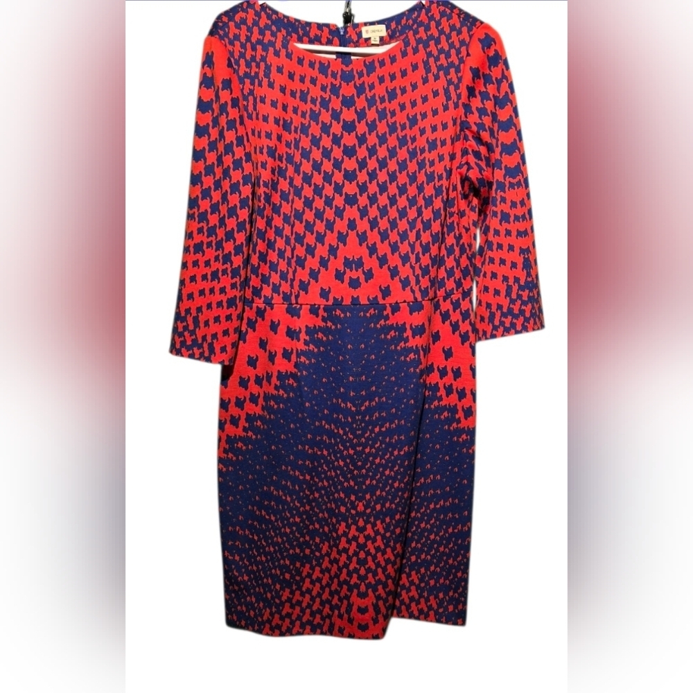 Cremieux Vibrant Red and Blue Patterned Dress PTP 21 Length 38